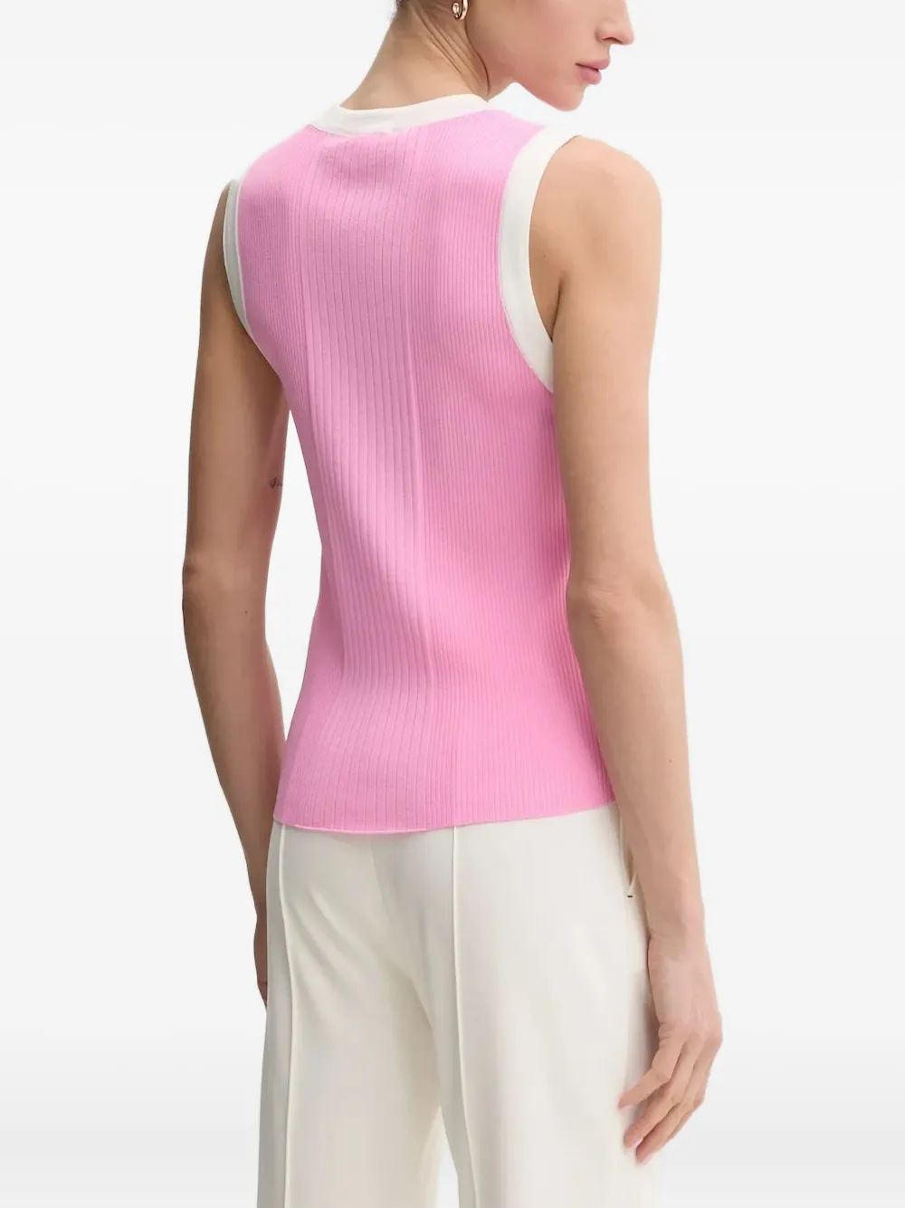 Liu •jo Logo-detail Knitted Vest In Pink