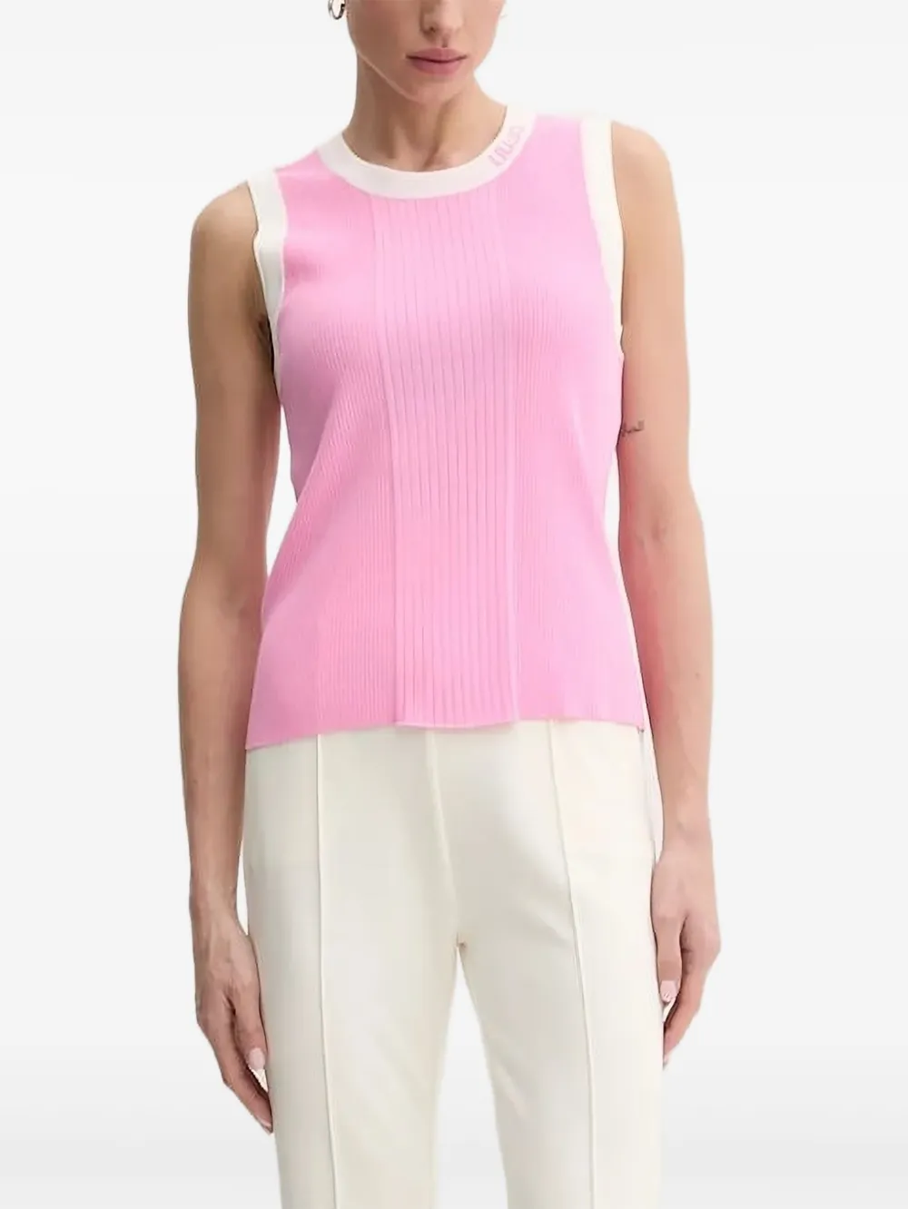 Liu •jo Logo-detail Knitted Vest In Pink