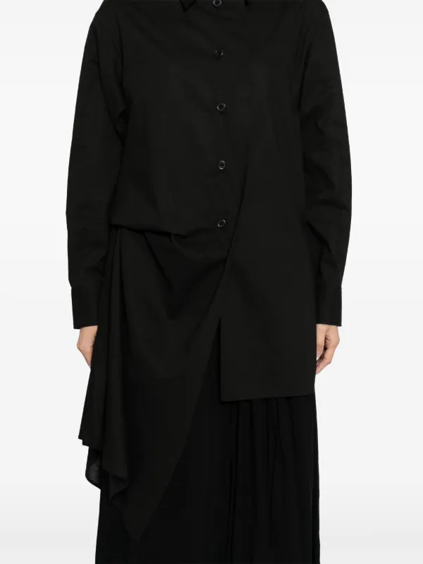 Yohji Yamamoto Cotton Asymmetric Shirt | Black | FARFETCH