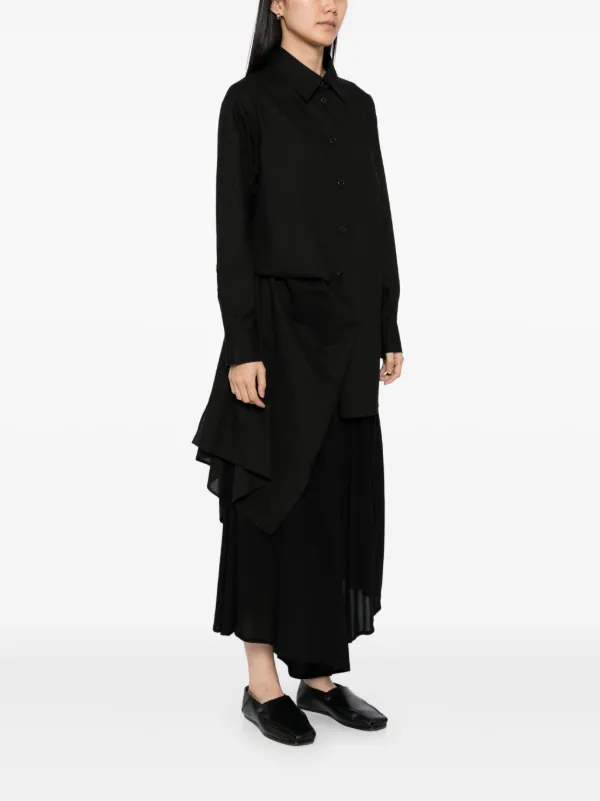 Yohji Yamamoto Cotton Asymmetric Shirt | Black | FARFETCH