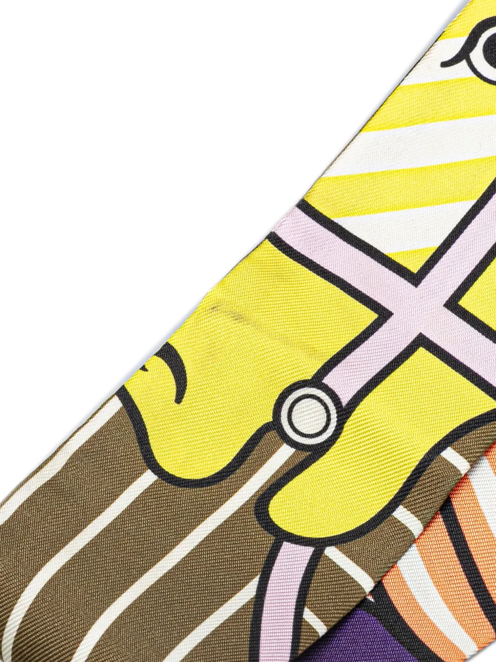 Pre-owned Hermes 20th Century Quadrige Bayadere Silk Twilly Scarf Scarves In Yellow