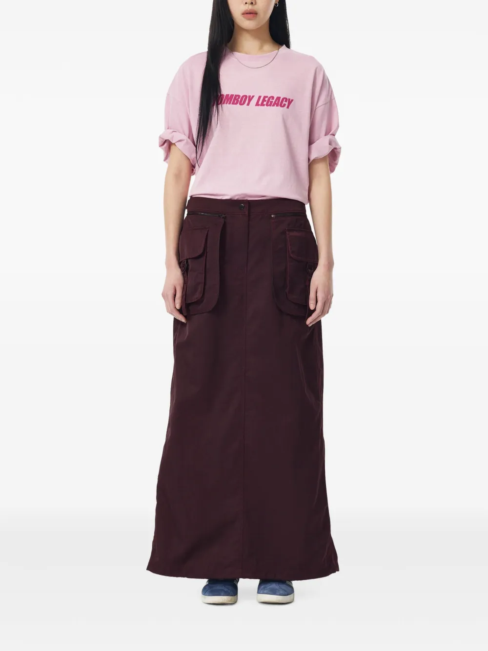 STUDIO TOMBOY Maxi-rok met cargo zak Rood