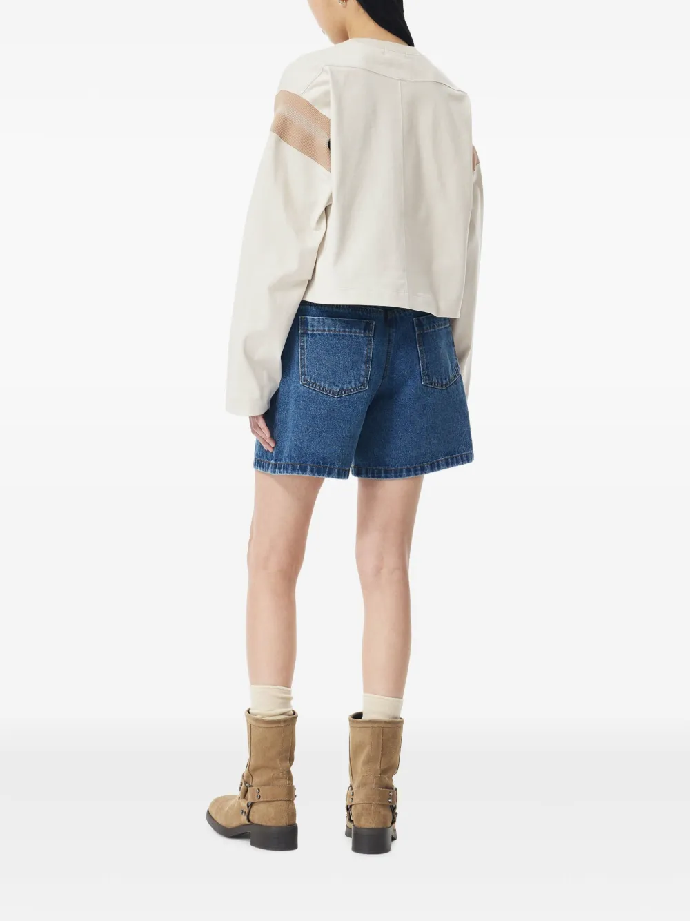 STUDIO TOMBOY Top met contrasterende streep en lange mouwen Beige