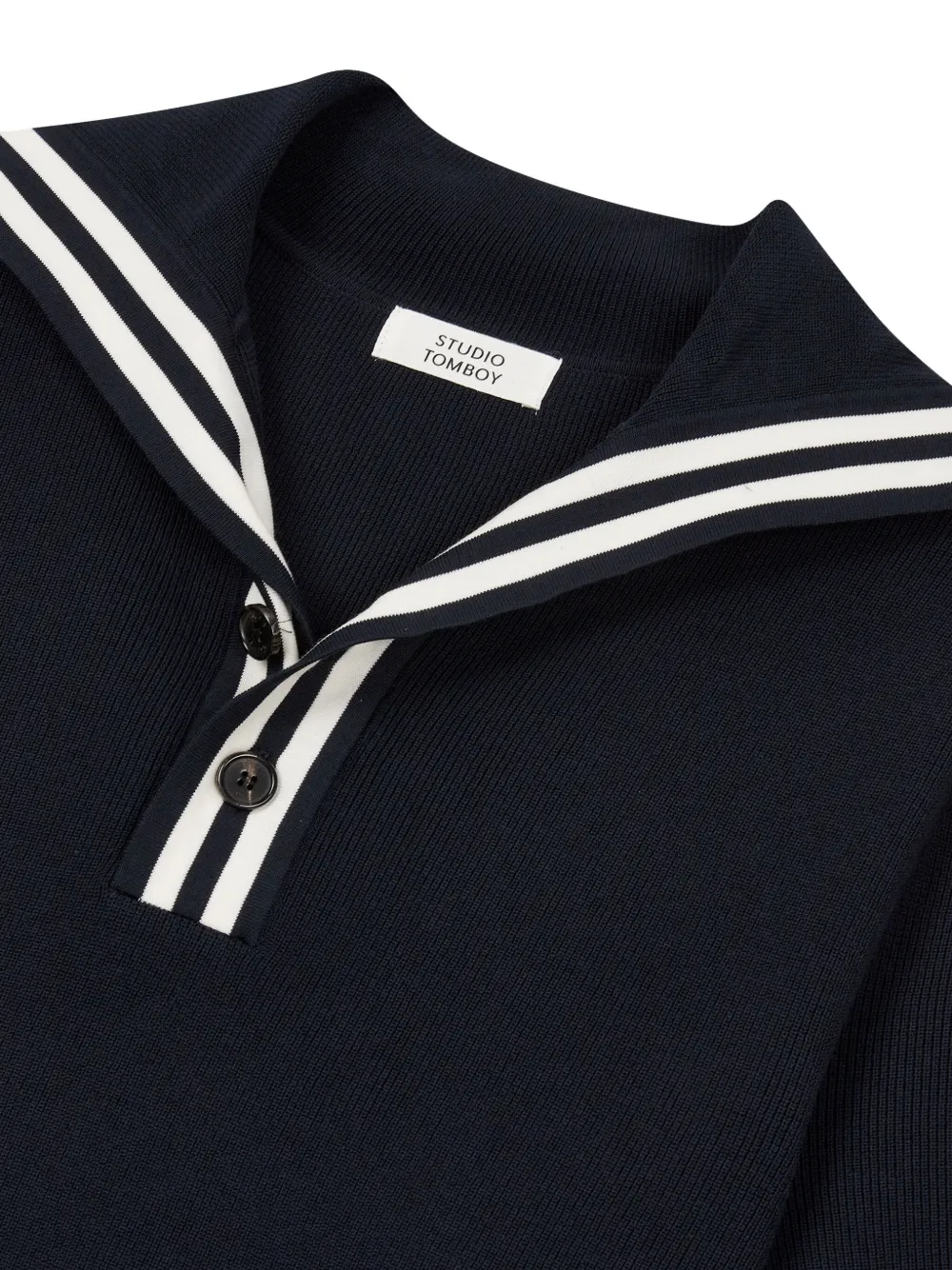 STUDIO TOMBOY Top met korte mouwen en matrozenkraag Blauw