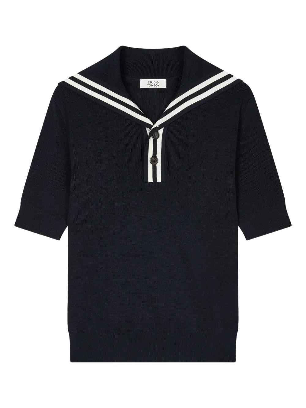 STUDIO TOMBOY Top met korte mouwen en matrozenkraag Blauw