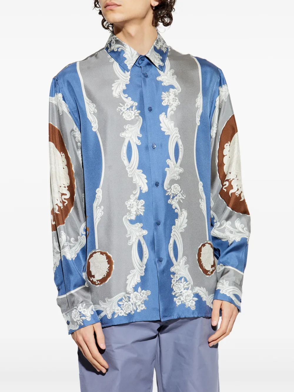 Versace Overhemd met Medusa Cameo-print Blauw