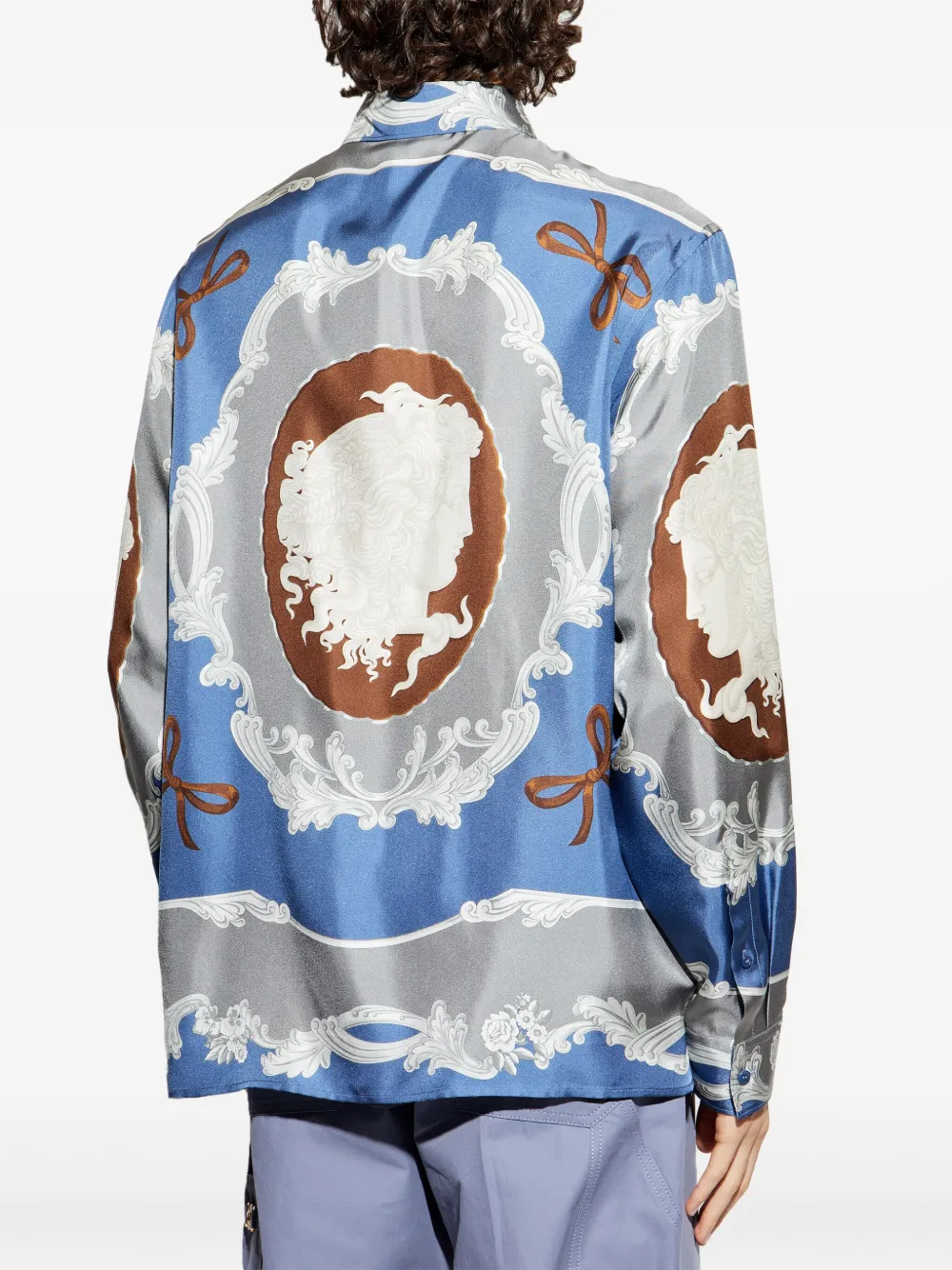 Versace Overhemd met Medusa Cameo-print Blauw