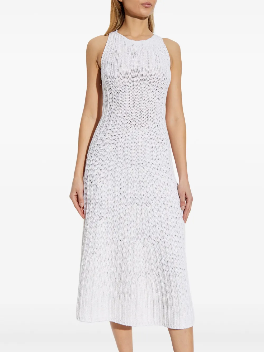 Max Mara Ribgebreide midi-jurk Wit