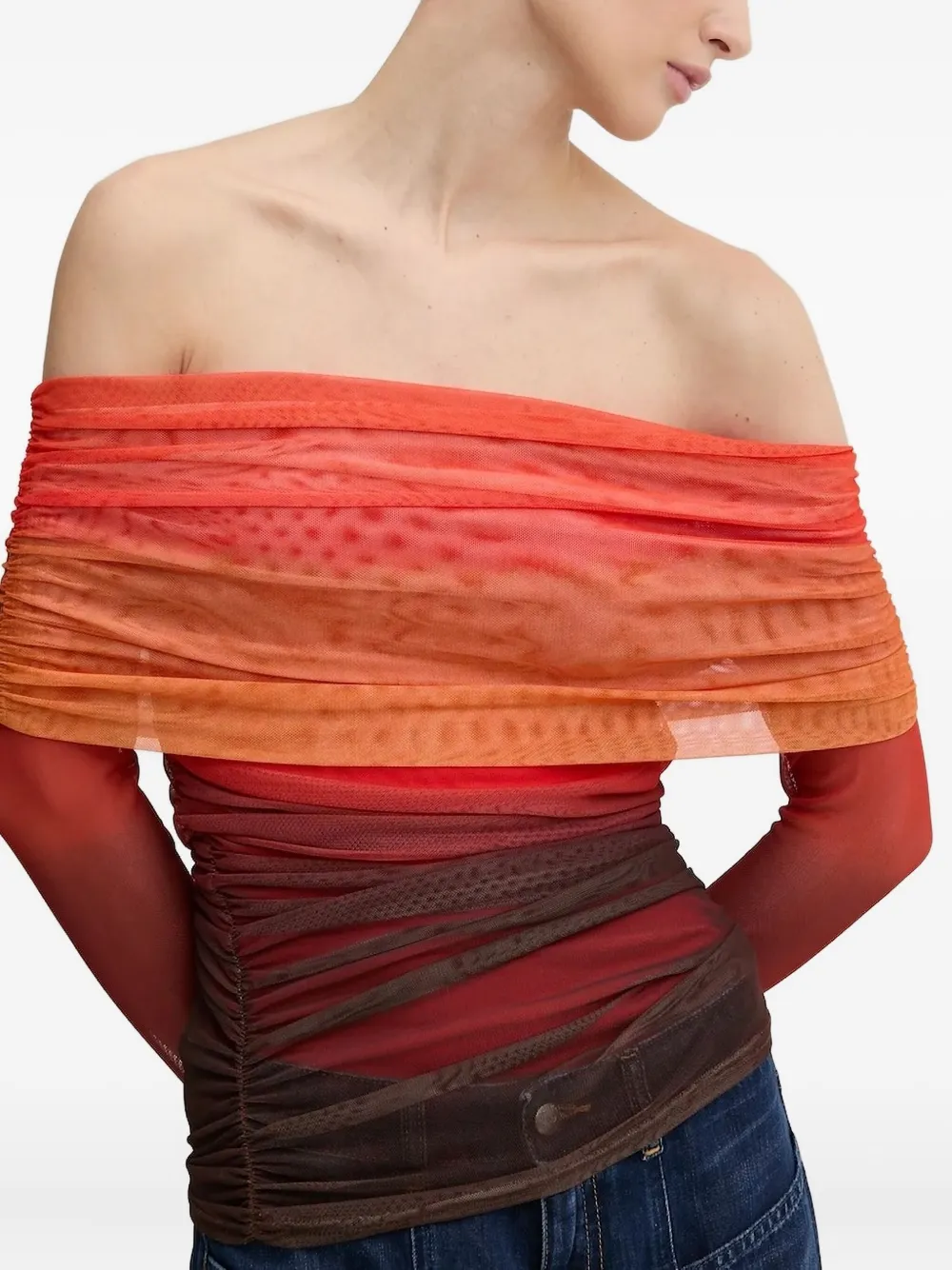Never Fully Dressed Ombré Draped Top In Burgundy