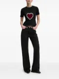 NEVER FULLY DRESSED velvet-heart embellished T-shirt - Black