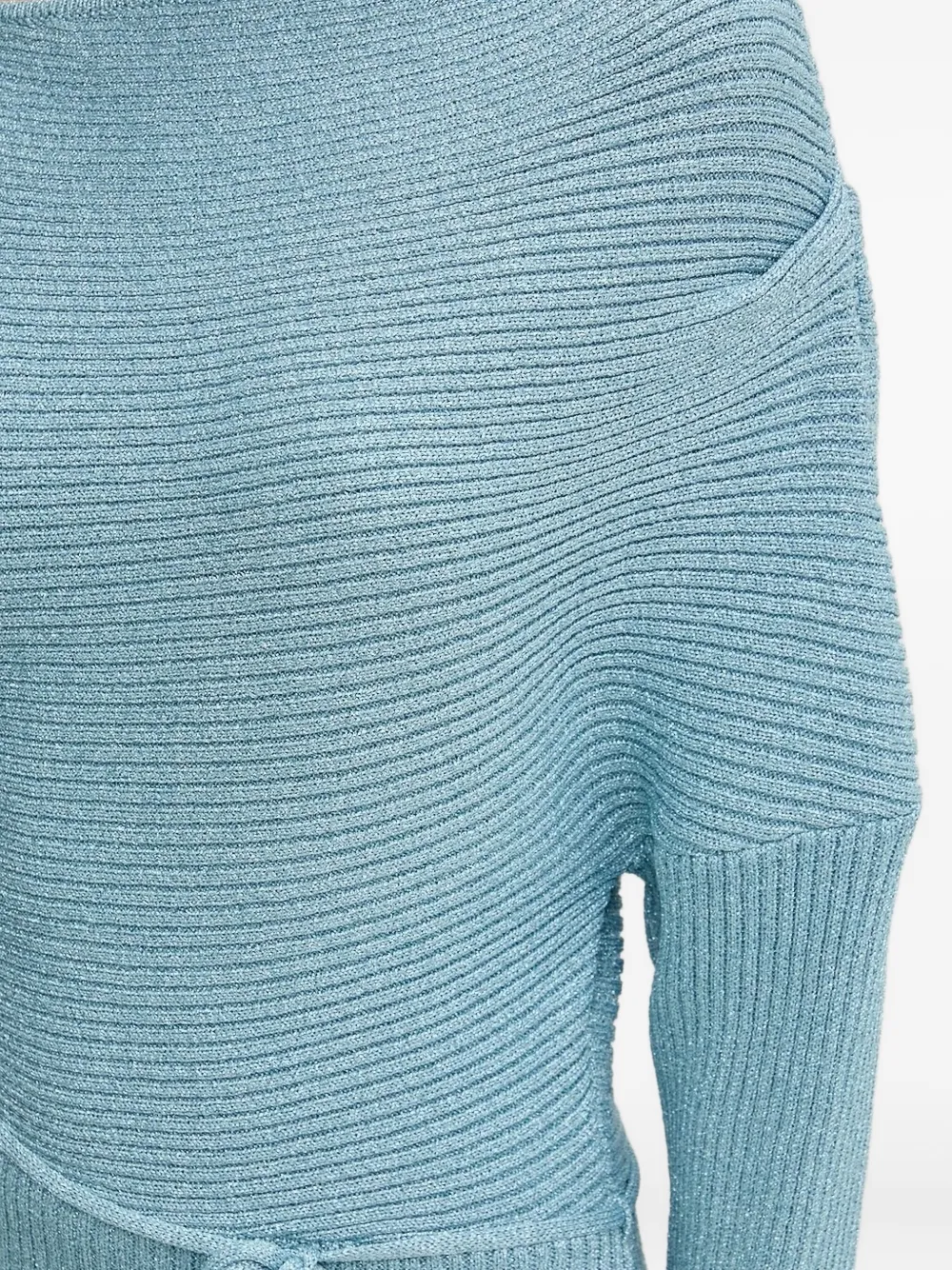 NEVER FULLY DRESSED Geribbelde mini-jurk met boothals Blauw