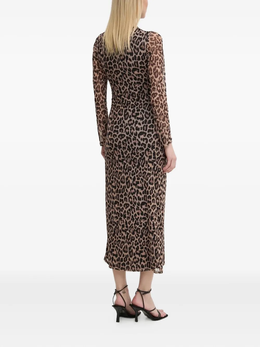 NEVER FULLY DRESSED leopard-print tie-front midi dress Bruin