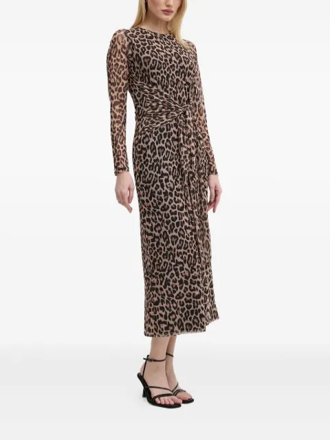 NEVER FULLY DRESSED leopard-print tie-front midi dress