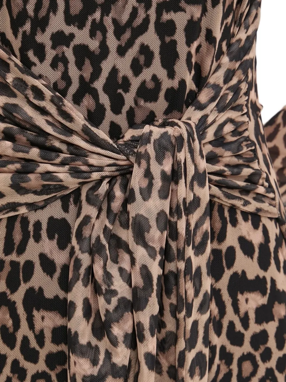 NEVER FULLY DRESSED leopard-print tie-front midi dress Bruin