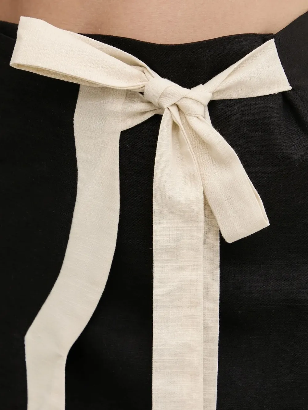 Never Fully Dressed Scallop-hem Tie-waist Midi Skirt In Black