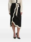 NEVER FULLY DRESSED scallop-hem tie-waist midi skirt - Black