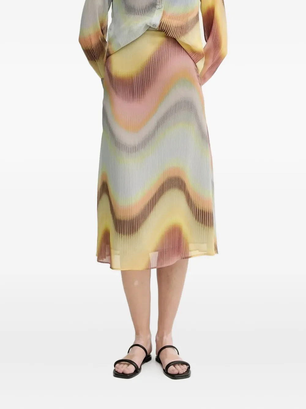 PS Paul Smith wave-print midi skirt Blauw