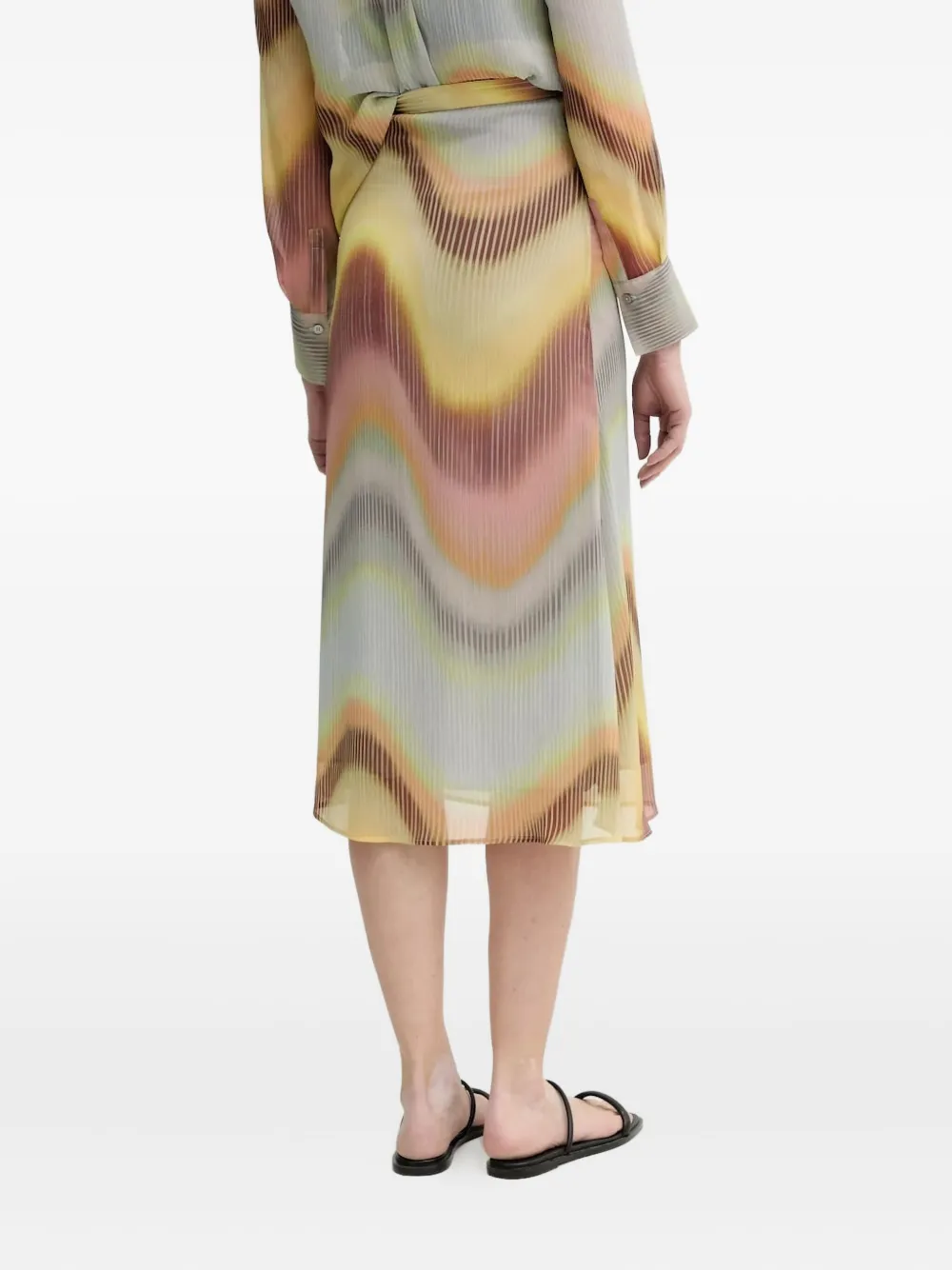 PS Paul Smith Midi-rok met wafelprint - Blauw
