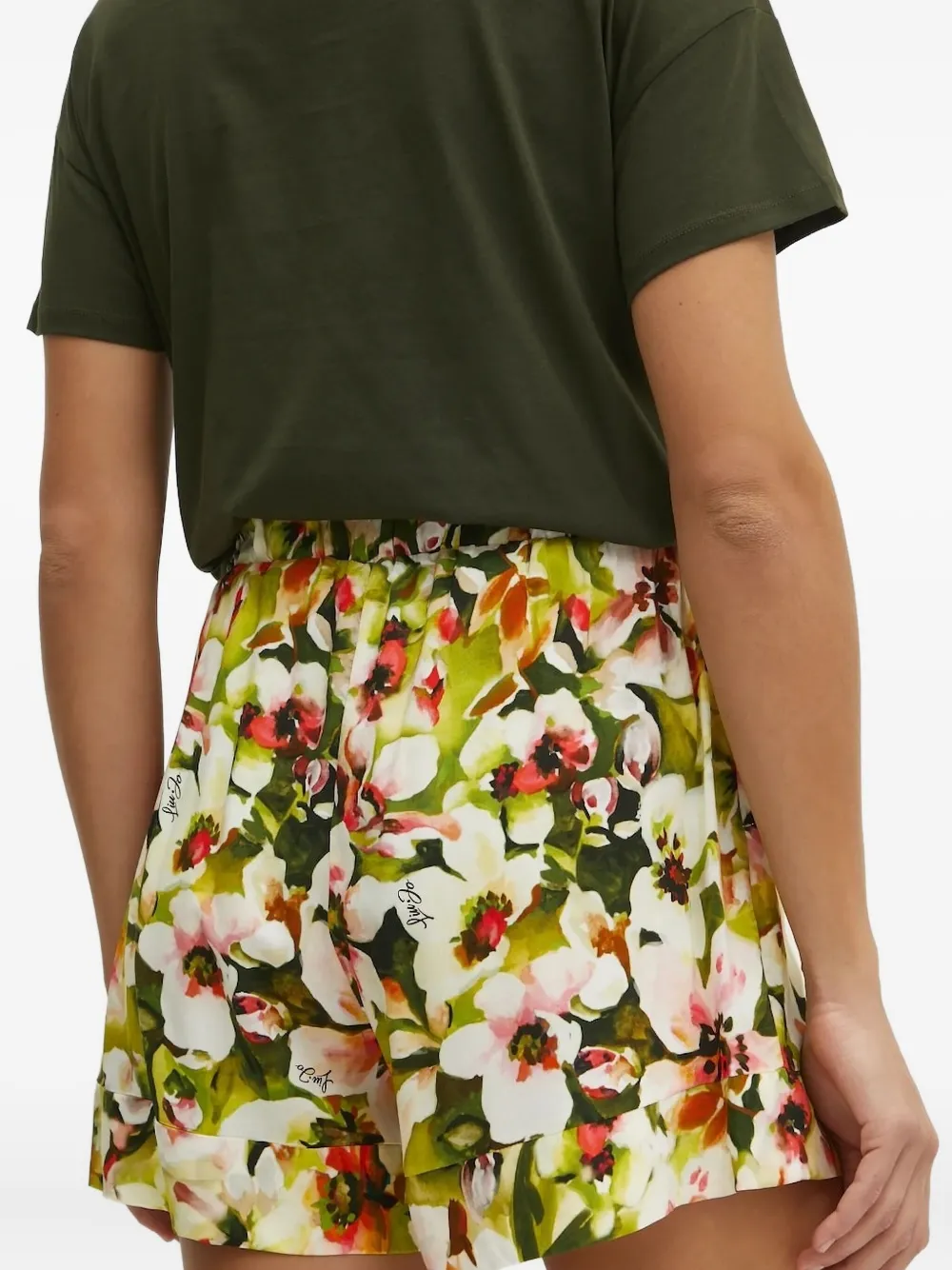 LIU JO floral-print drawstring short shorts Groen