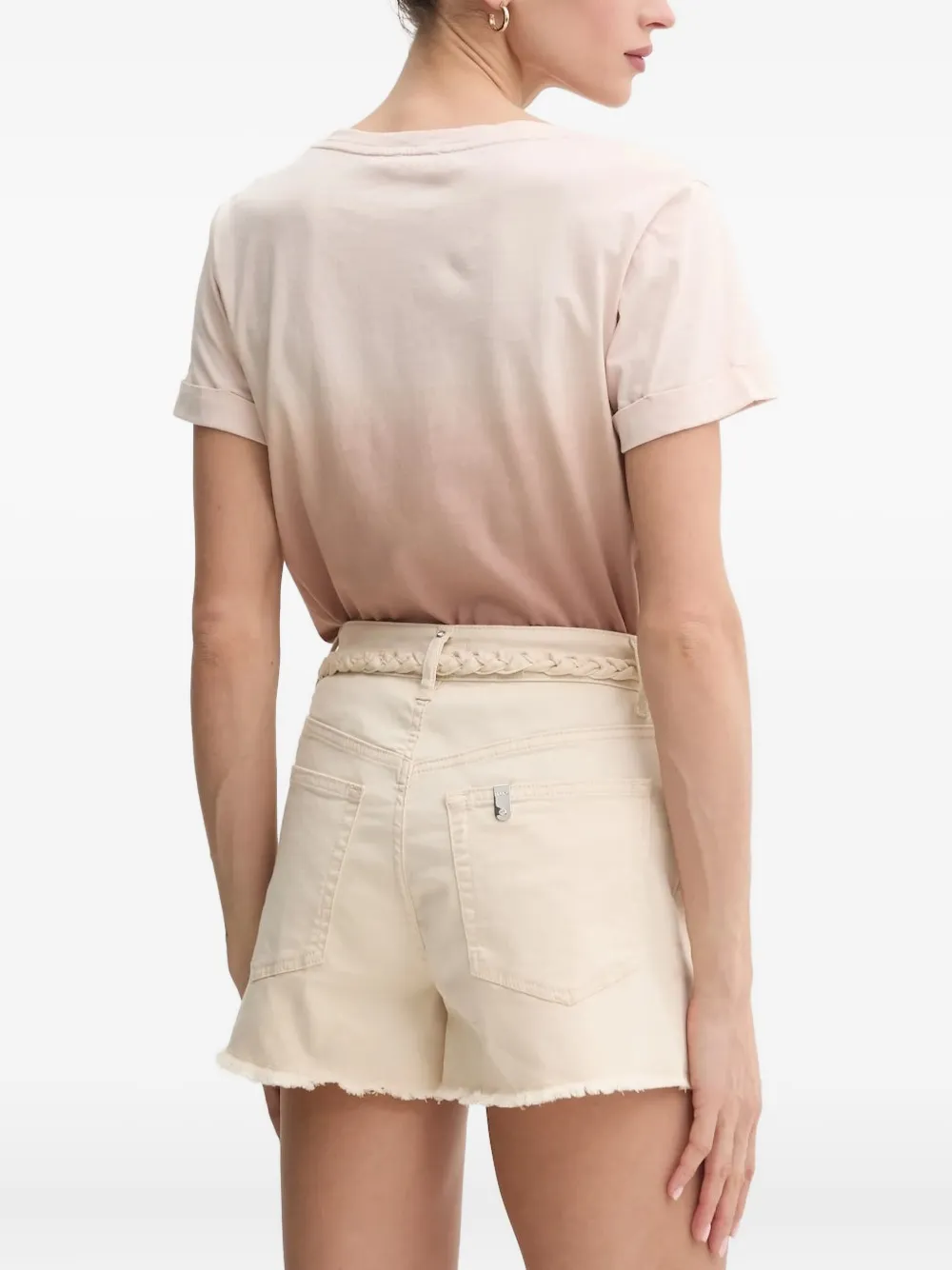 LIU JO frayed-hem belted shorts Beige