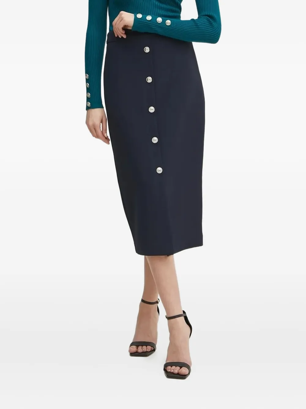 Liu •jo Button-up Midi Skirt In Blue