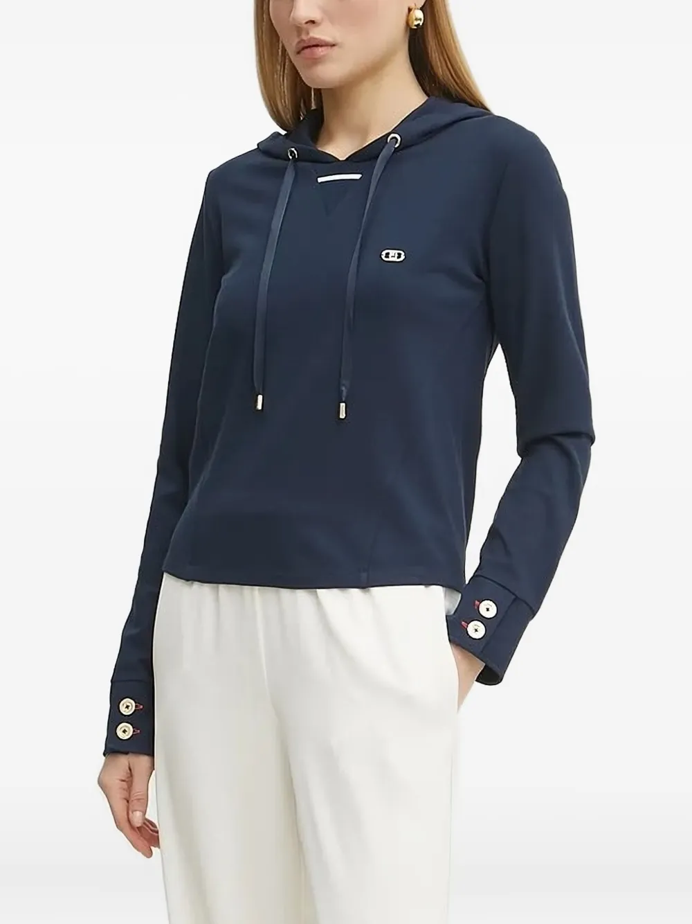 LIU JO Hoodie met logoplakkaat Blauw