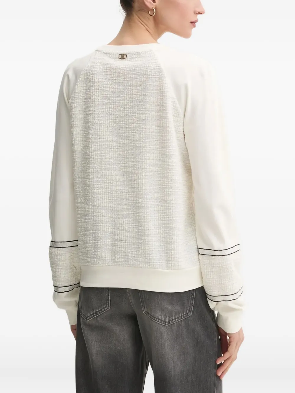 Liu •jo Raglan-sleeve Tweed Sweatshirt In White