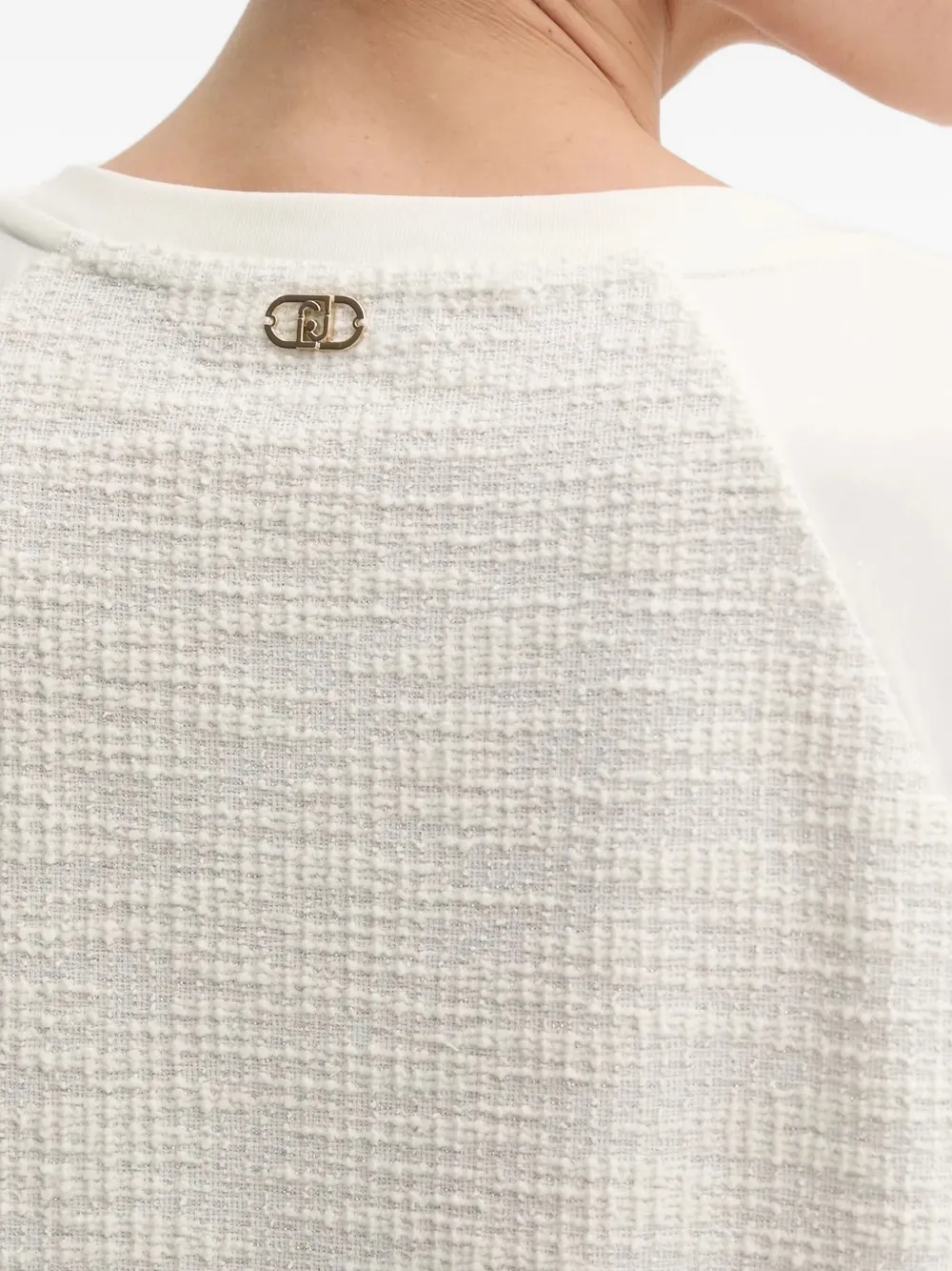 Liu •jo Raglan-sleeve Tweed Sweatshirt In White