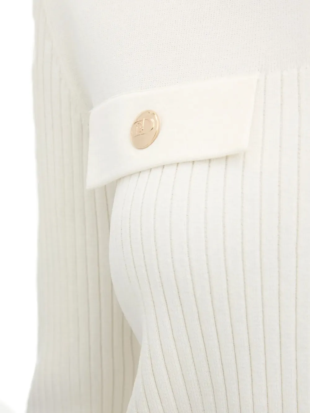Liu •jo Ribbed Zip-front Cardigan In White