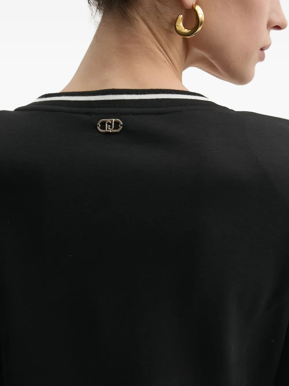 Liu •jo Button-detailed Short-sleeved Mini Dress In Black