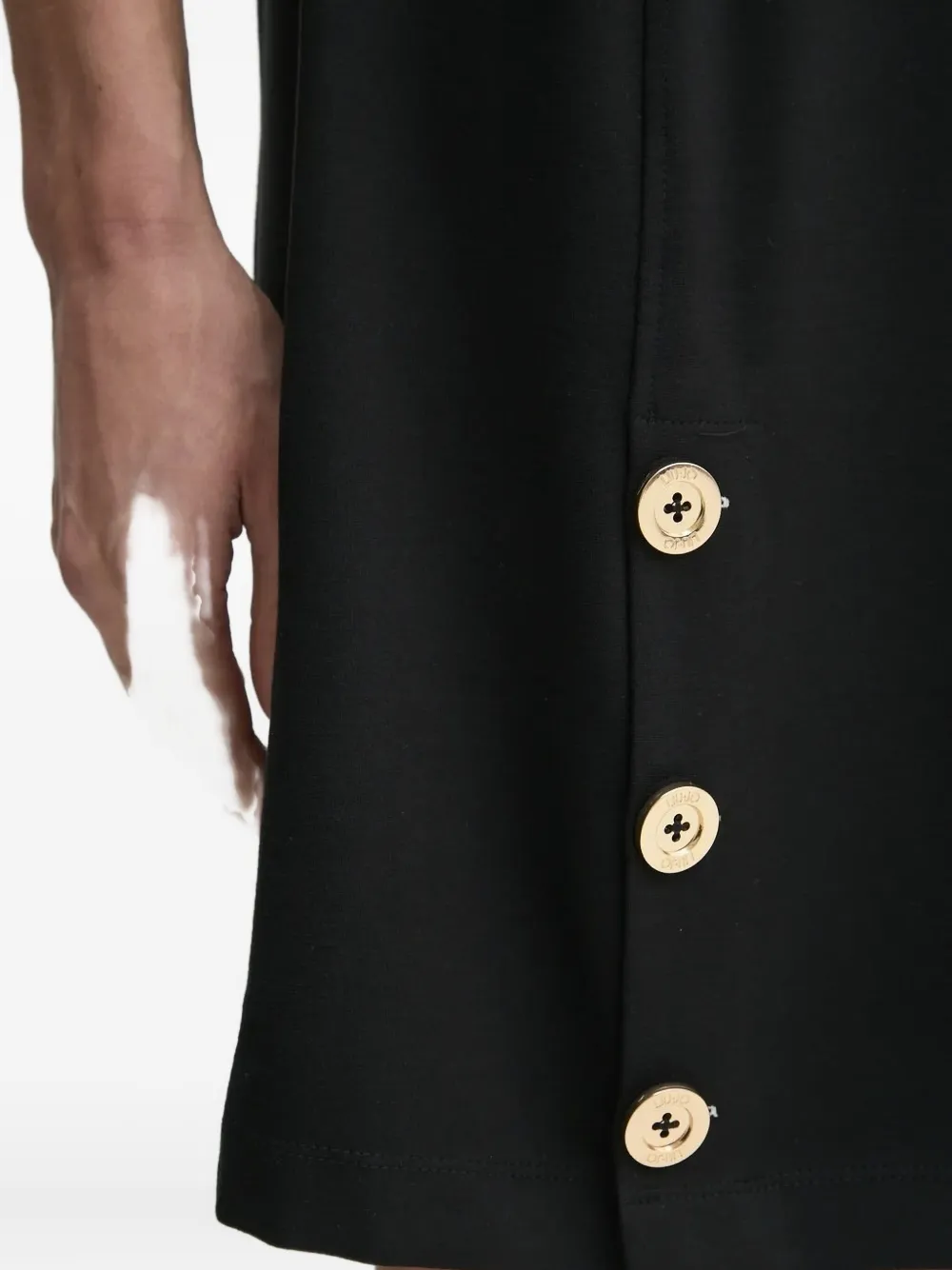 Liu •jo Button-detailed Short-sleeved Mini Dress In Black