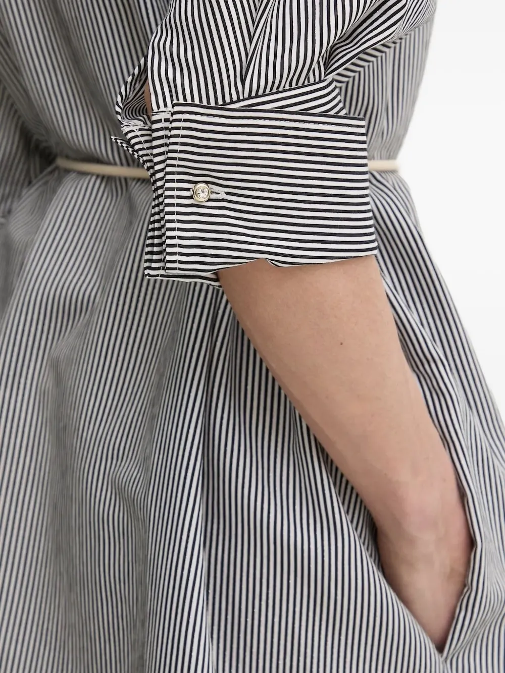 LIU JO striped-belted shirt mini dress Zwart