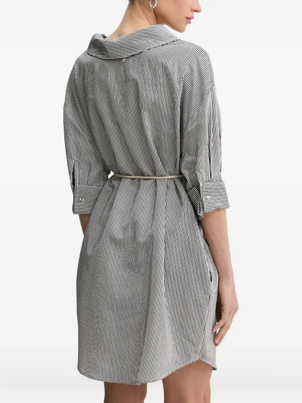 LIU JO striped-belted shirt mini dress Zwart