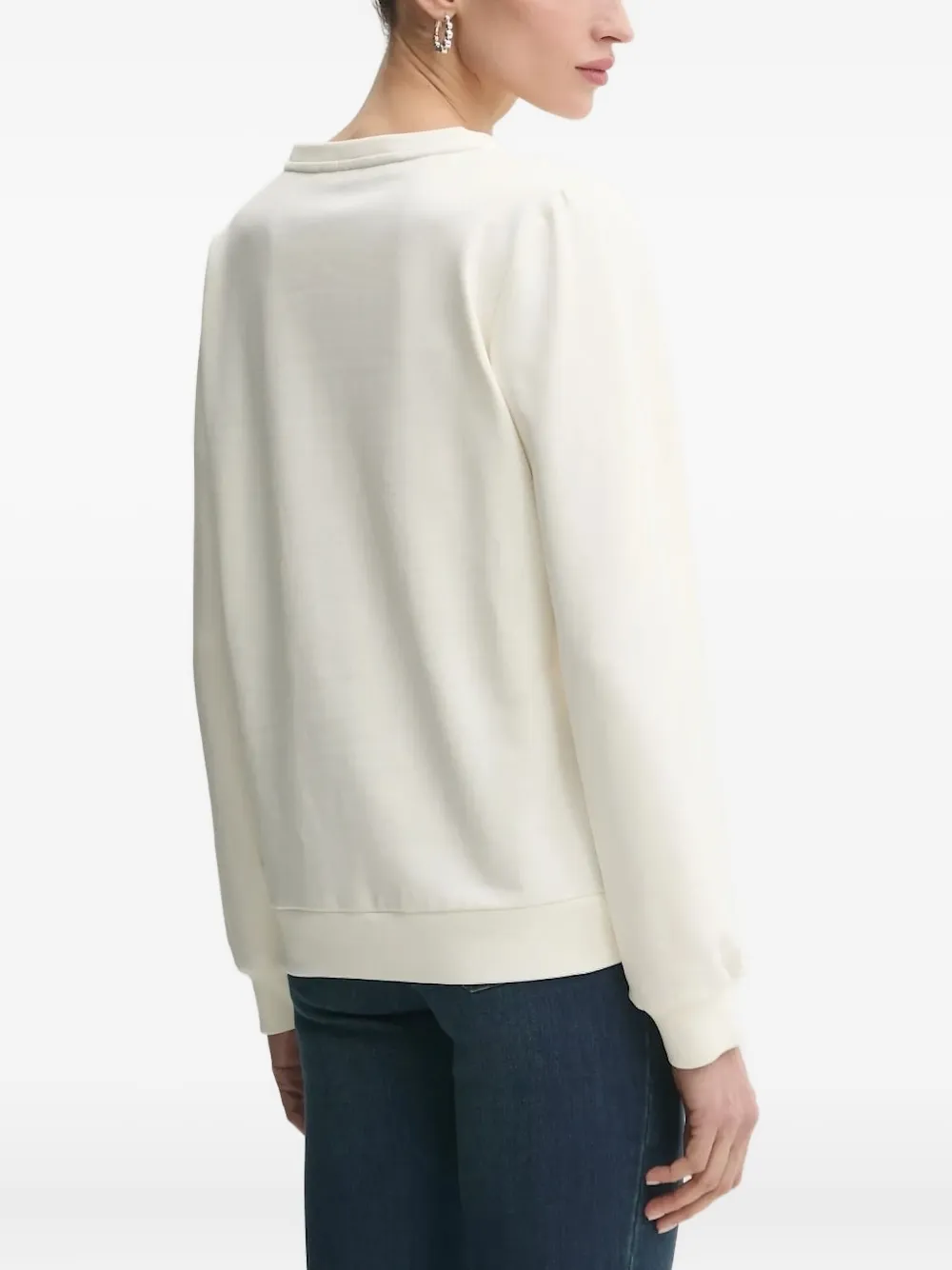 LIU JO Sweater verfraaid met kristallen logo Wit