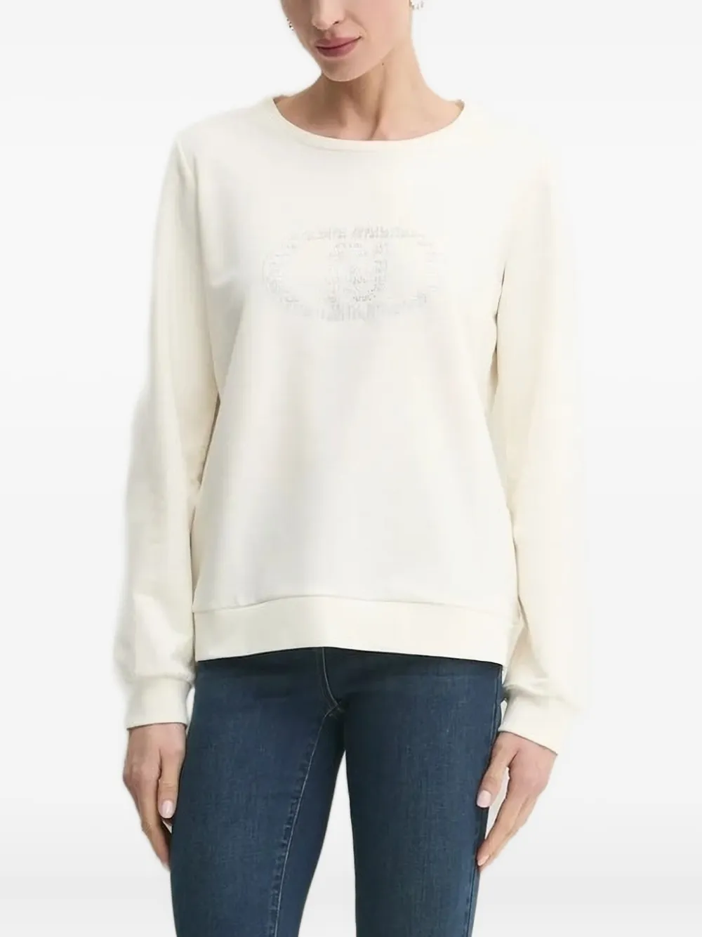 Liu •jo Crystal-embellished Logo Sweatshirt In Brown