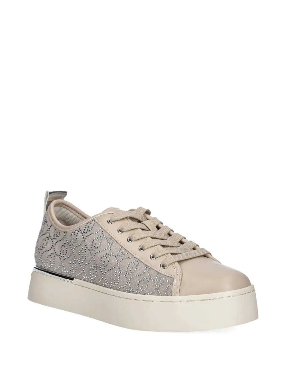 Liu •jo Metallic-accent Perforated Sneakers In Neutrals