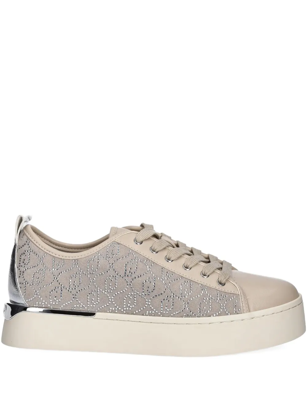 Liu •jo Metallic-accent Perforated Sneakers In Neutrals