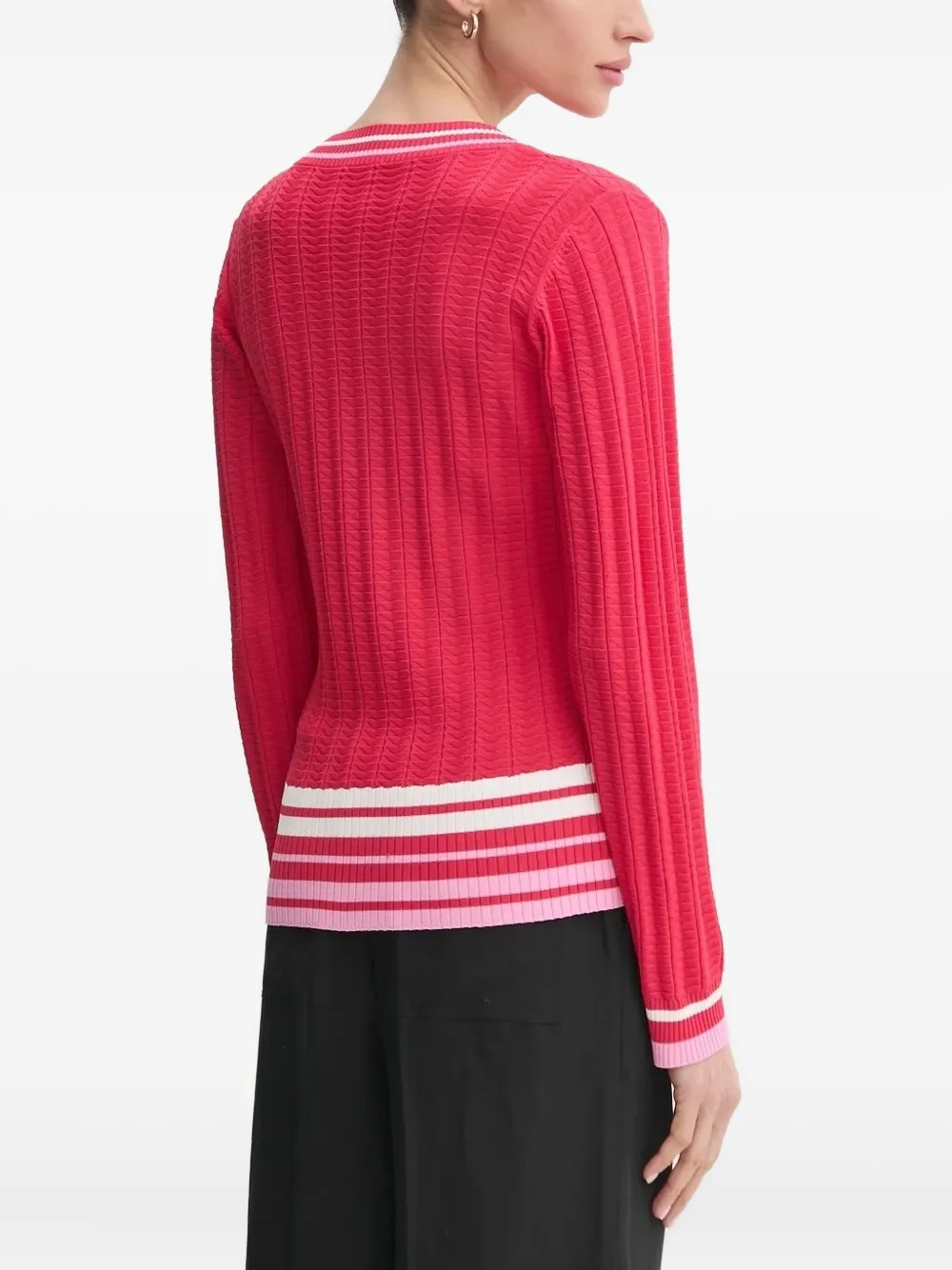 Liu •jo V-neck Ribbed Sweater In Pink