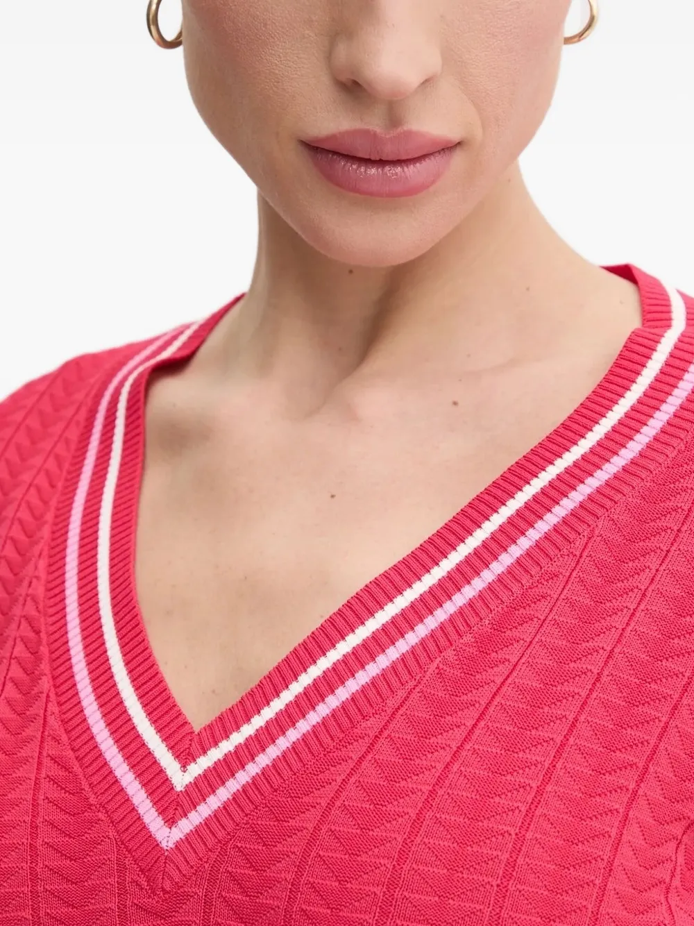 Liu •jo V-neck Ribbed Sweater In Pink