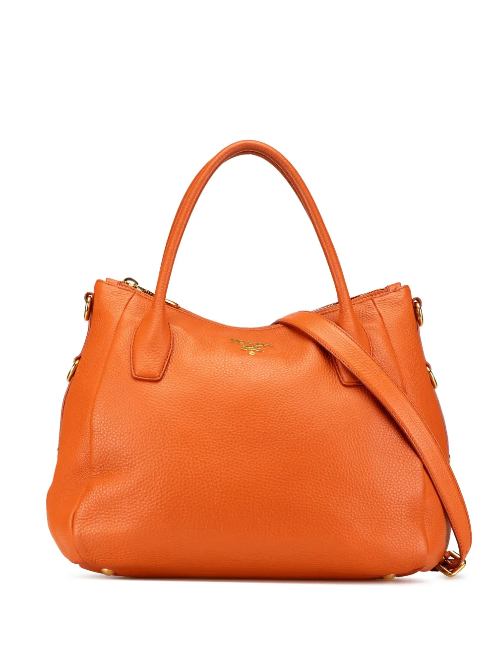 Prada Pre-Owned 2000-2013 ヴィッテロダイノ ジップトップ コンバーティブル トート サッチェルバッグ - オレンジ Prada Pre-Owned 2000-2013 ヴィッテロダイノ ジップトップ コンバーティブル トート サッチェルバッグ - オレンジ