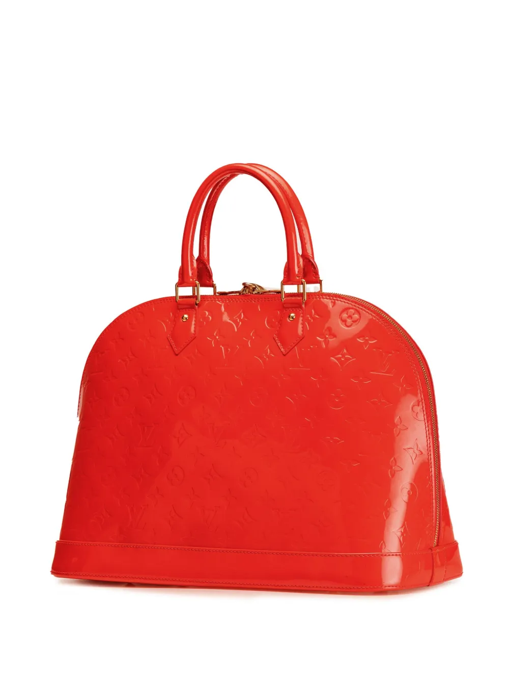 Pre-owned Louis Vuitton 2012 Monogram Vernis Alma Gm Handbag In Red
