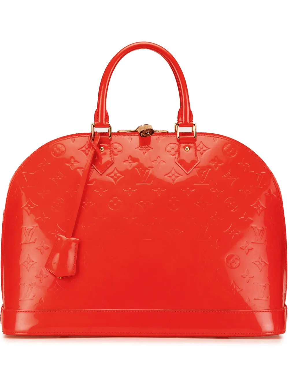 Pre-owned Louis Vuitton 2012 Monogram Vernis Alma Gm Handbag In Red