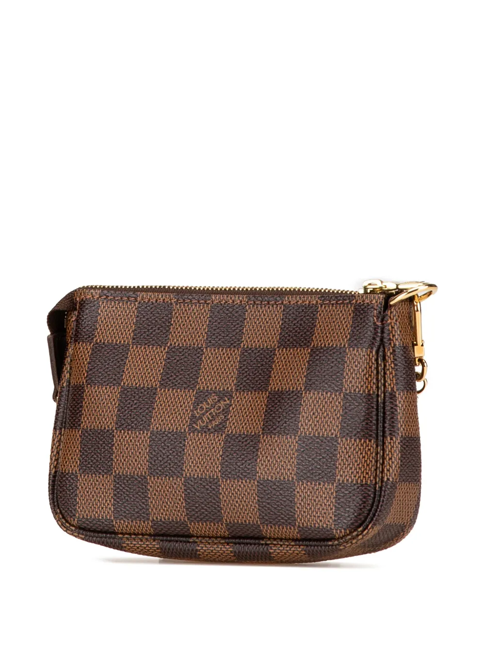 Pre-owned Louis Vuitton 2009 Damier Ebene Trunks And Bags Mini Pochette Accessoires Handbag In Brown