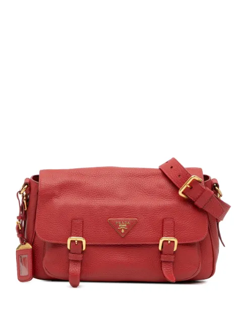 Prada Pre-Owned sac à bandoulière Double Buckle Messenger Bag en cuir Vitello Daino (2000-2024)