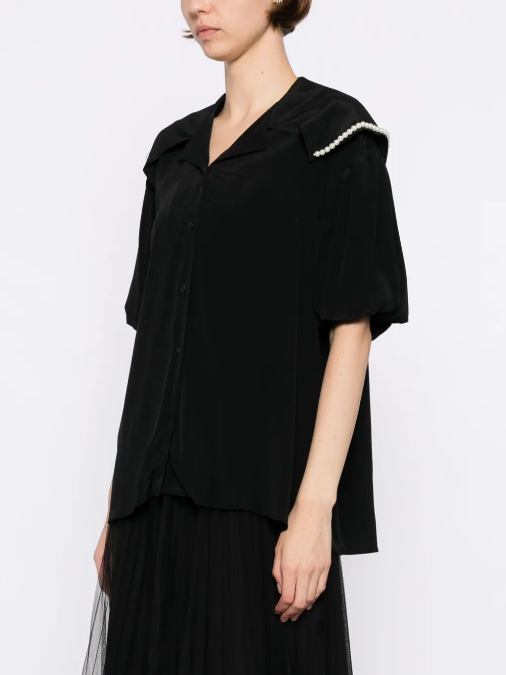 Simone Rocha cropped sailor collar shirt Zwart