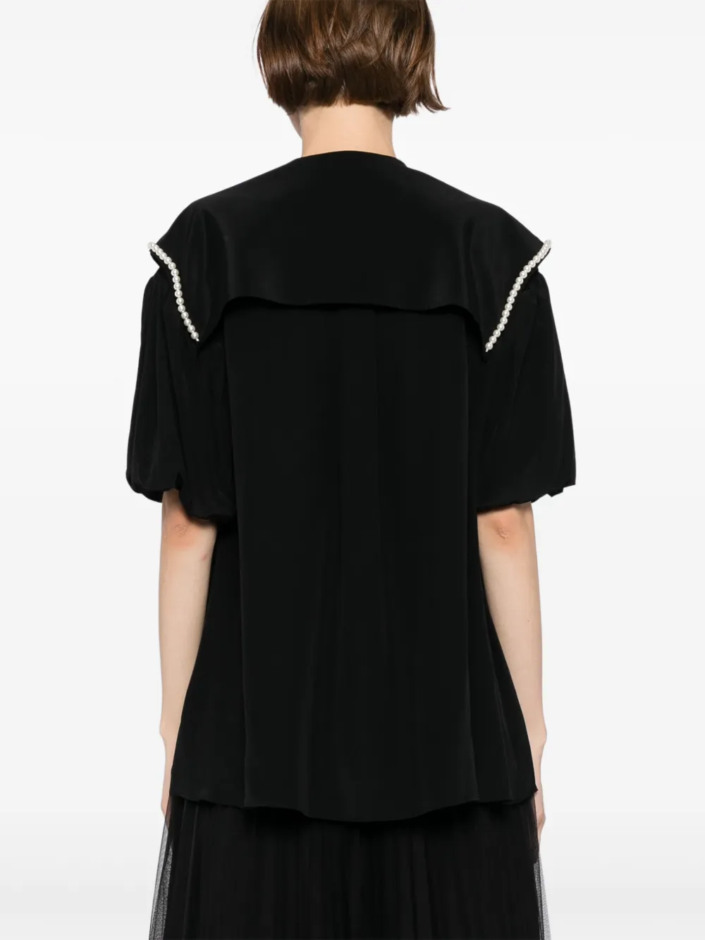 Simone Rocha cropped sailor collar shirt Zwart