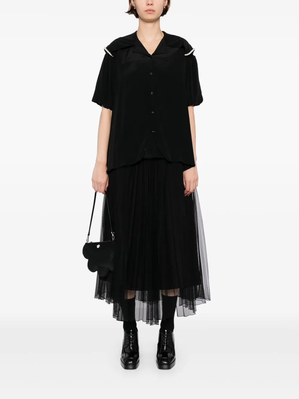 Simone Rocha cropped sailor collar shirt Zwart