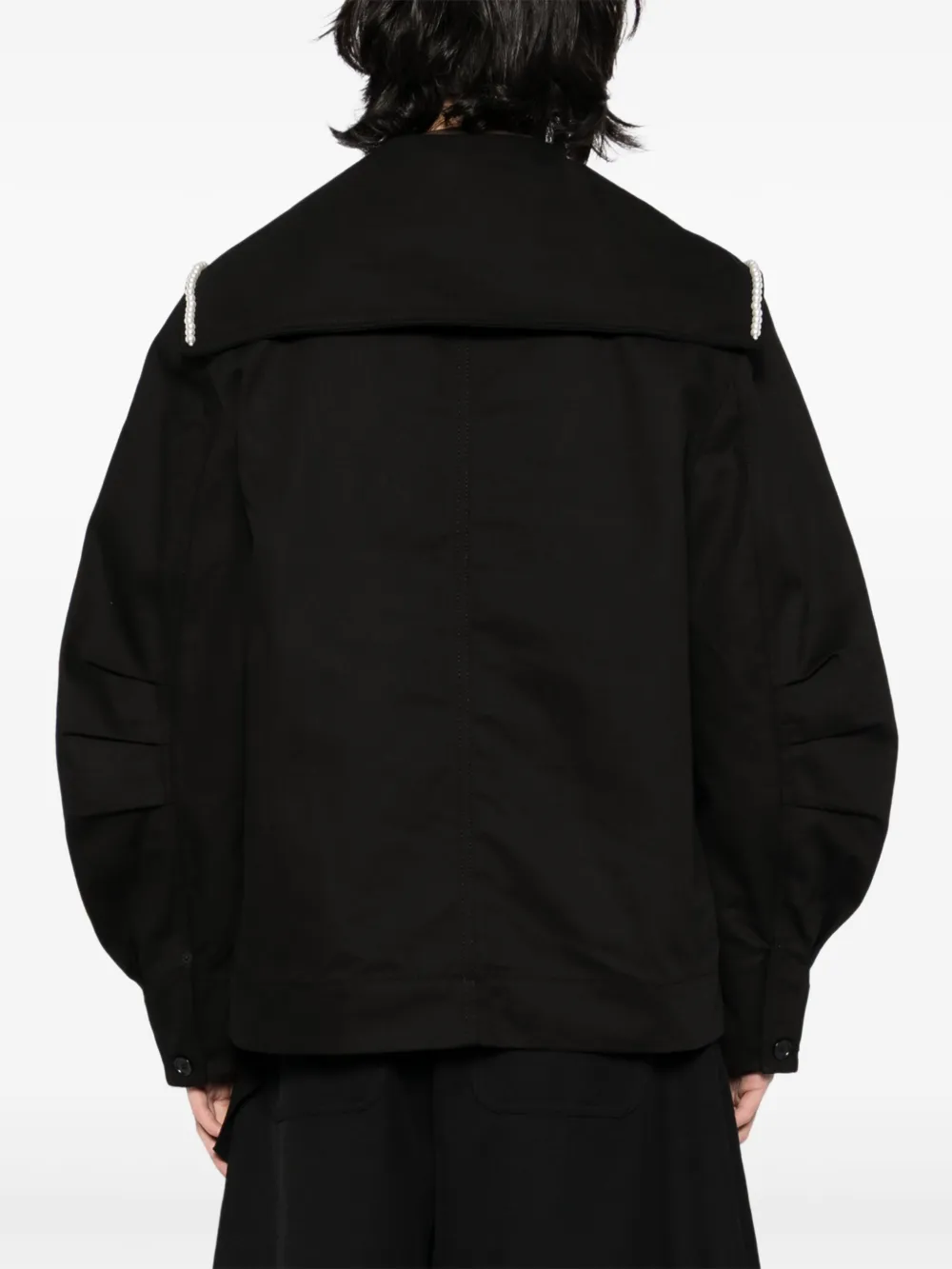 Simone Rocha Cargo jack met matrozenkraag en kralen Zwart