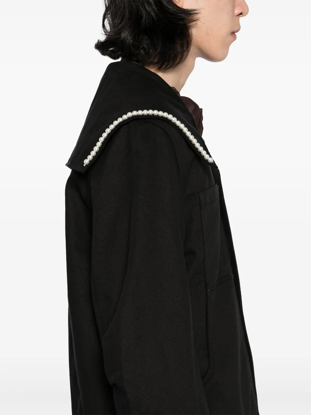 Simone Rocha Cargo jack met matrozenkraag en kralen Zwart