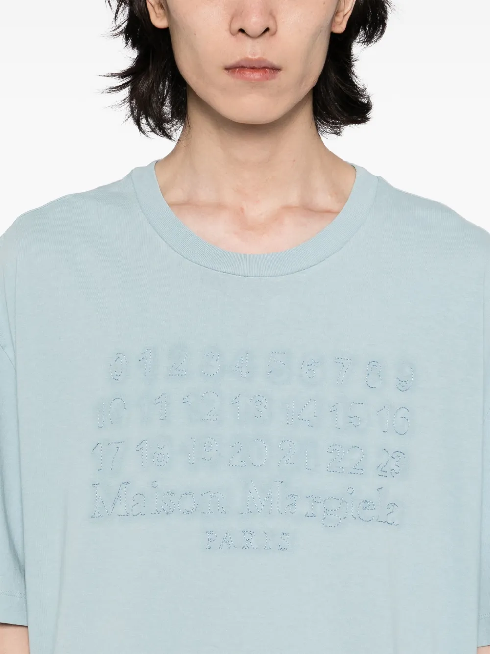 Maison Margiela T-shirt met geborduurd logo Blauw